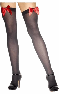 Smiffys Black With Red Bow Stockings