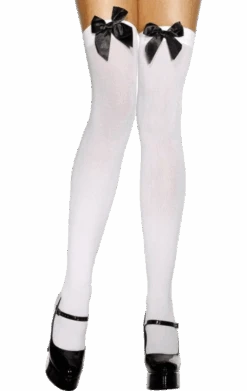 Smiffys White Stockings With Black Bow