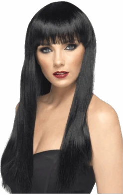 Smiffys Long Black Wig With Fringe