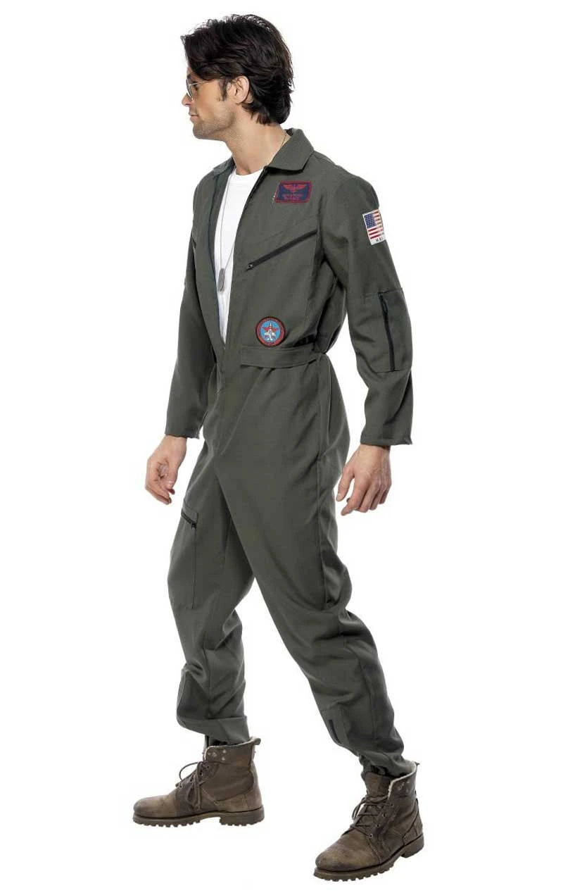 Smiffys Mens Top Gun Pilot Jumpsuit Costume 2 Smiffys Mens Top Gun Pilot Jumpsuit Costume - Image 2