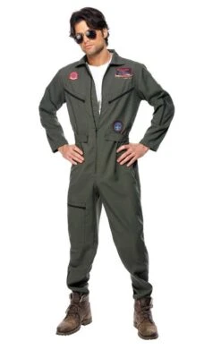 Smiffys Mens Top Gun Pilot Jumpsuit Costume