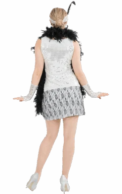 Womens 1920s Silver Flapper Costume -Halloween Costume Shop 00011624a02