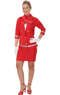 Womens Red Air Hostess Costume