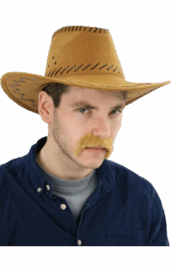 Brown Leather Stitched Cowboy Hat