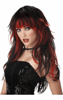 Tempting Layered Black & Red Wig