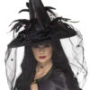 Smiffys Black Magic Witch Hat With Veil