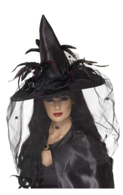 Smiffys Black Magic Witch Hat With Veil