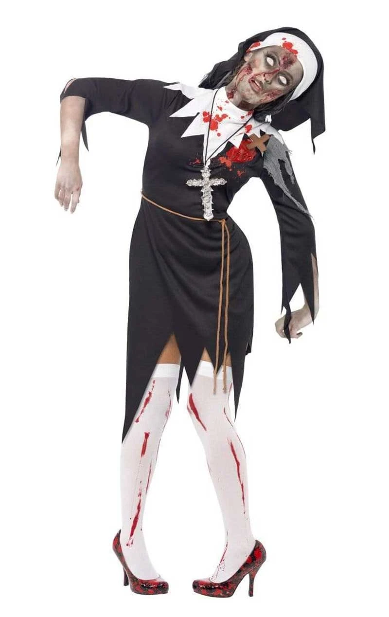 Smiffys Womens Halloween Zombie Nun Costume 1 Smiffys Womens Halloween Zombie Nun Costume