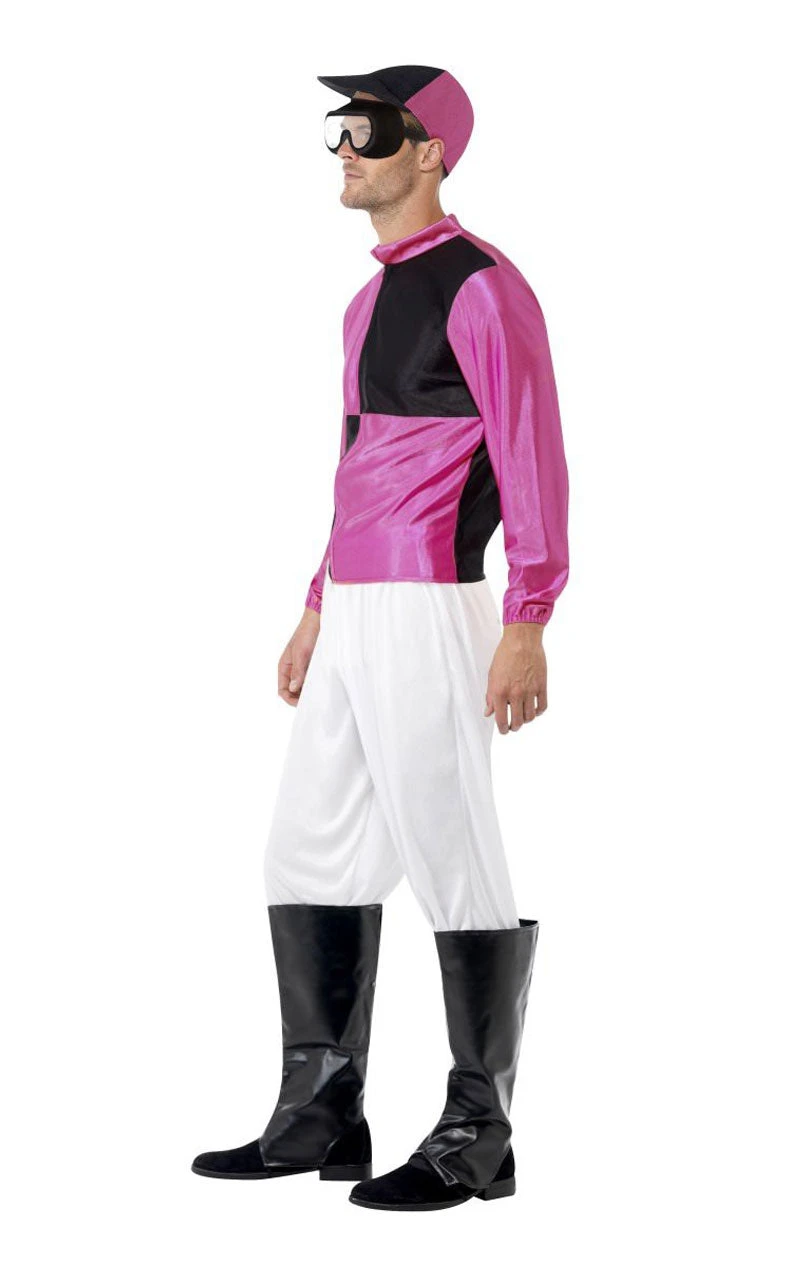 Smiffys Mens Pink And Black Jockey Costume 2 Smiffys Mens Pink And Black Jockey Costume - Image 2