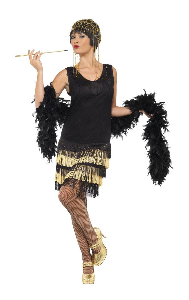 Smiffys Golden Fringe Flapper Dress 1 Smiffys Golden Fringe Flapper Dress