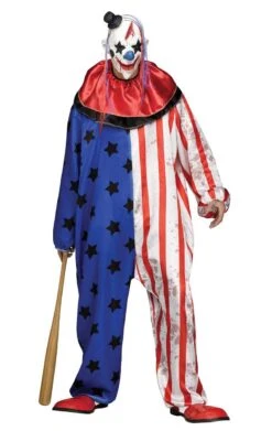 Palmer Mens Stars And Stripes Halloween Clown Costume