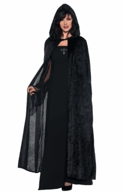 Full Length Black Hooded Cloak