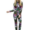 Smiffys Womens Day Of The Dead Catsuit Costume