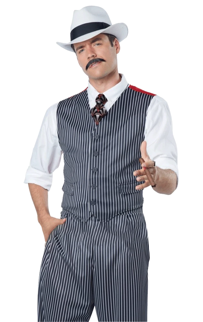 Mens 1920s Pinstripe Mobster Costume 2 Mens 1920s Pinstripe Mobster Costume - Image 2