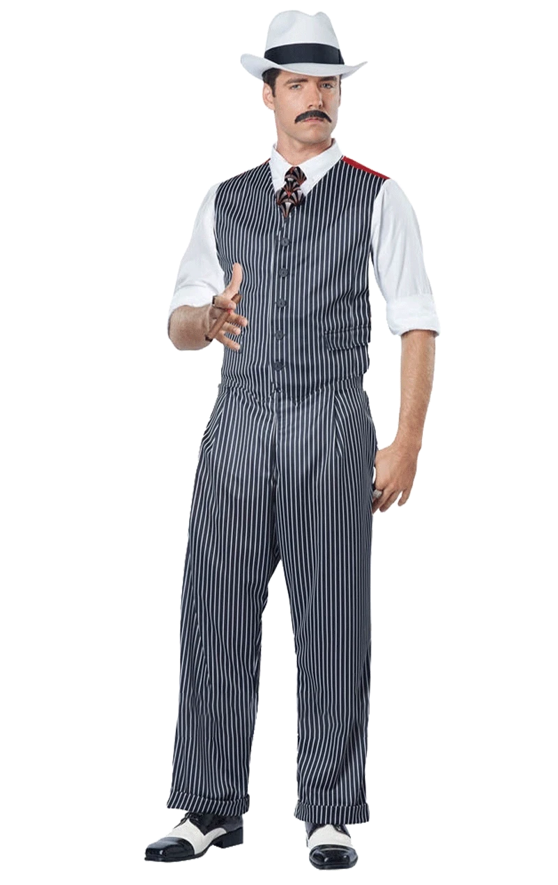 Mens 1920s Pinstripe Mobster Costume 1 Mens 1920s Pinstripe Mobster Costume