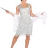 Womens 1920s Silver Flapper Costume