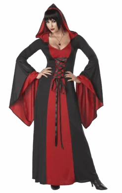 Womens Dark Red Hooded Robe Costume