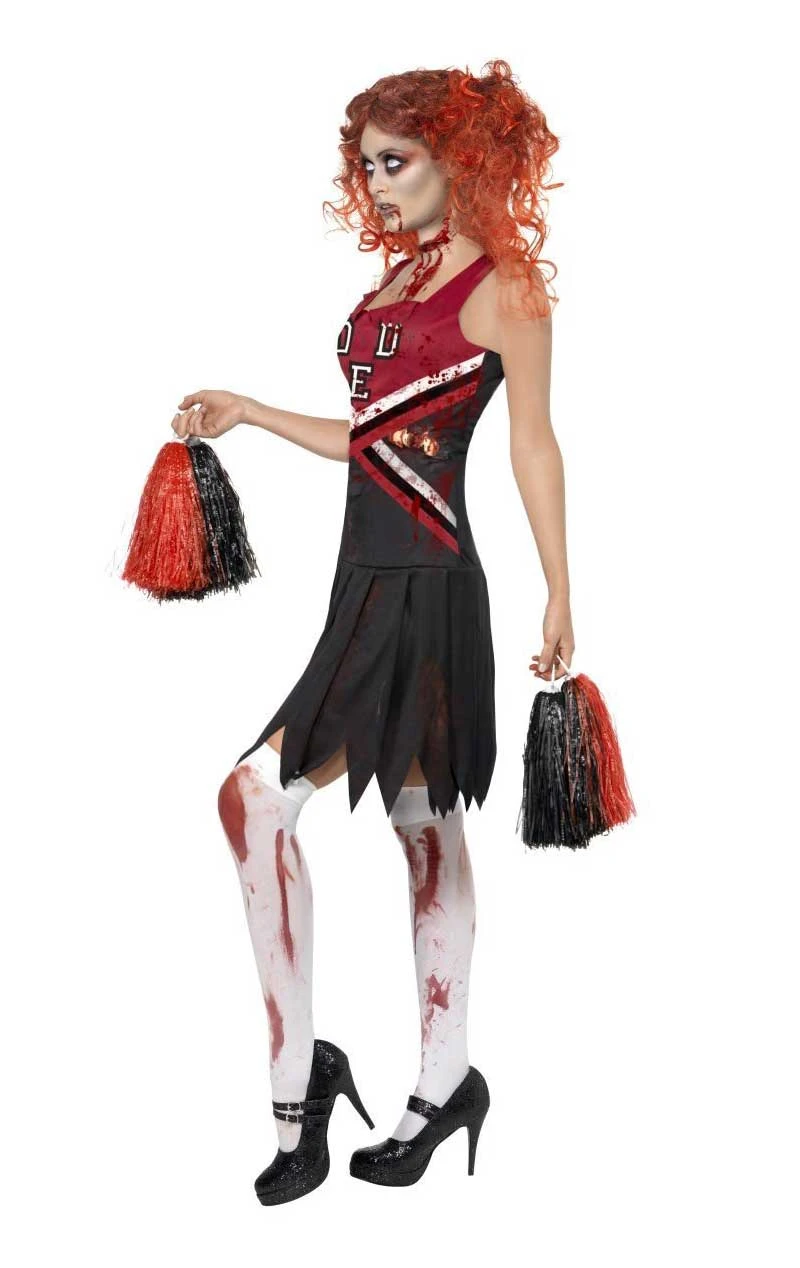 Smiffys Womens Halloween Zombie Cheerleader Costume 2 Smiffys Womens Halloween Zombie Cheerleader Costume - Image 2