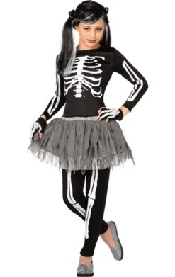 Palmer Girls Grey Tutu Skeleton Costume