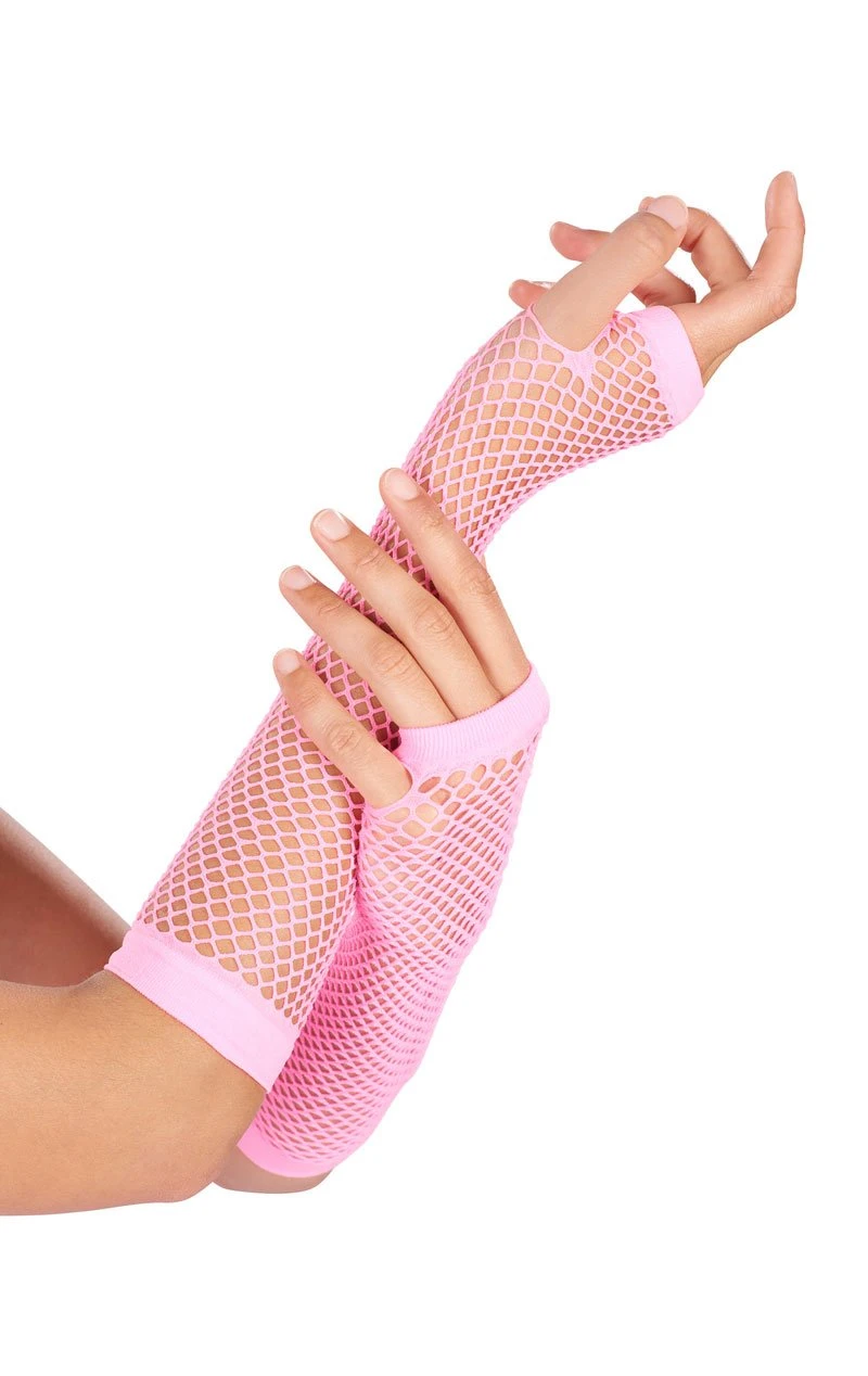 GENERIC Neon Pink Fishnet Gloves 1 GENERIC Neon Pink Fishnet Gloves