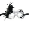 GENERIC Silver Masquerade Facepiece With Black Feather